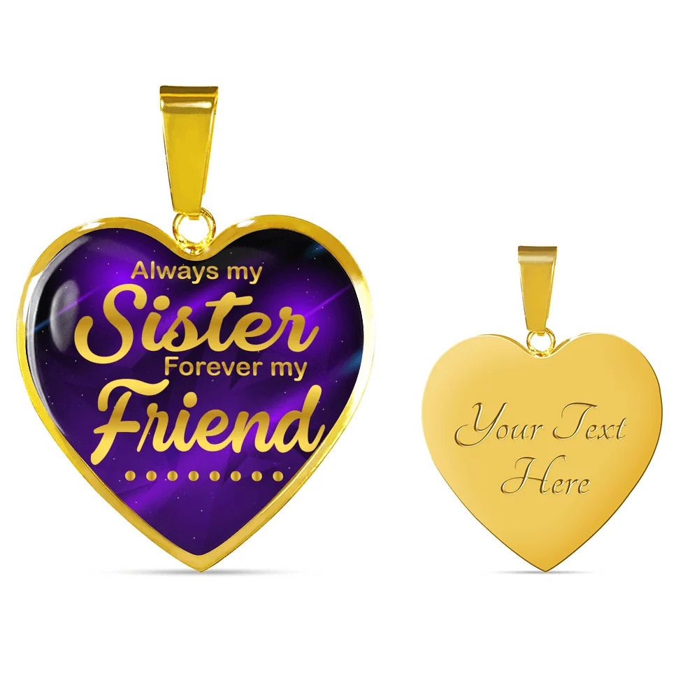 Always My Sister Necklace Personalized Engraved Gold Heart Necklace Custom Name